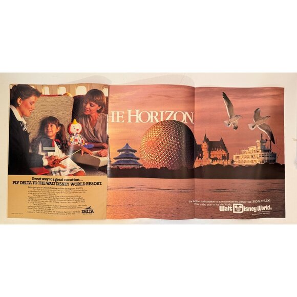 Vtg 1986 Walt Disney World Resort Delta Airline Sea World Advertisement Print Ad - Picture 2 of 5
